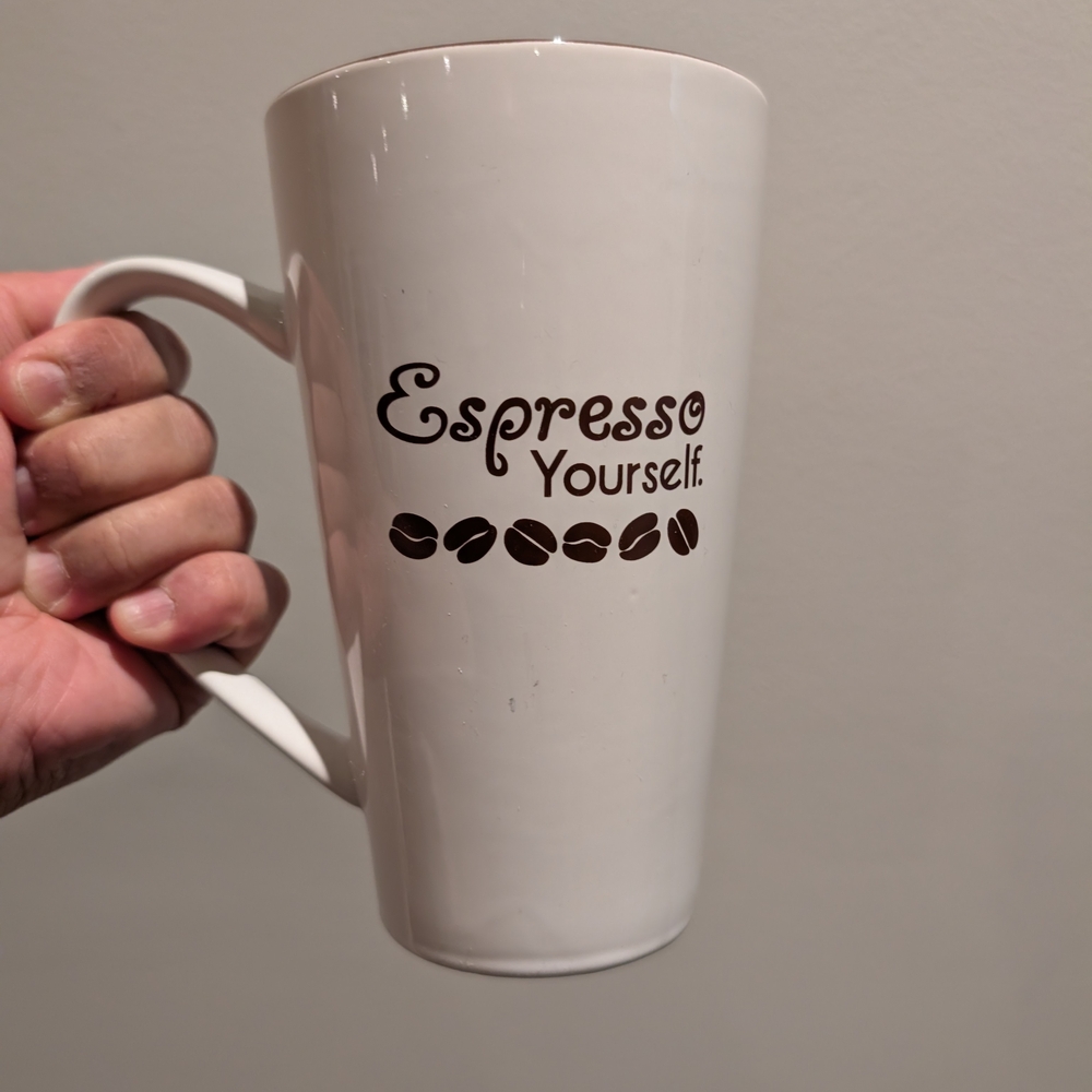 White Coffee Mug with Espresso Yourself Design
